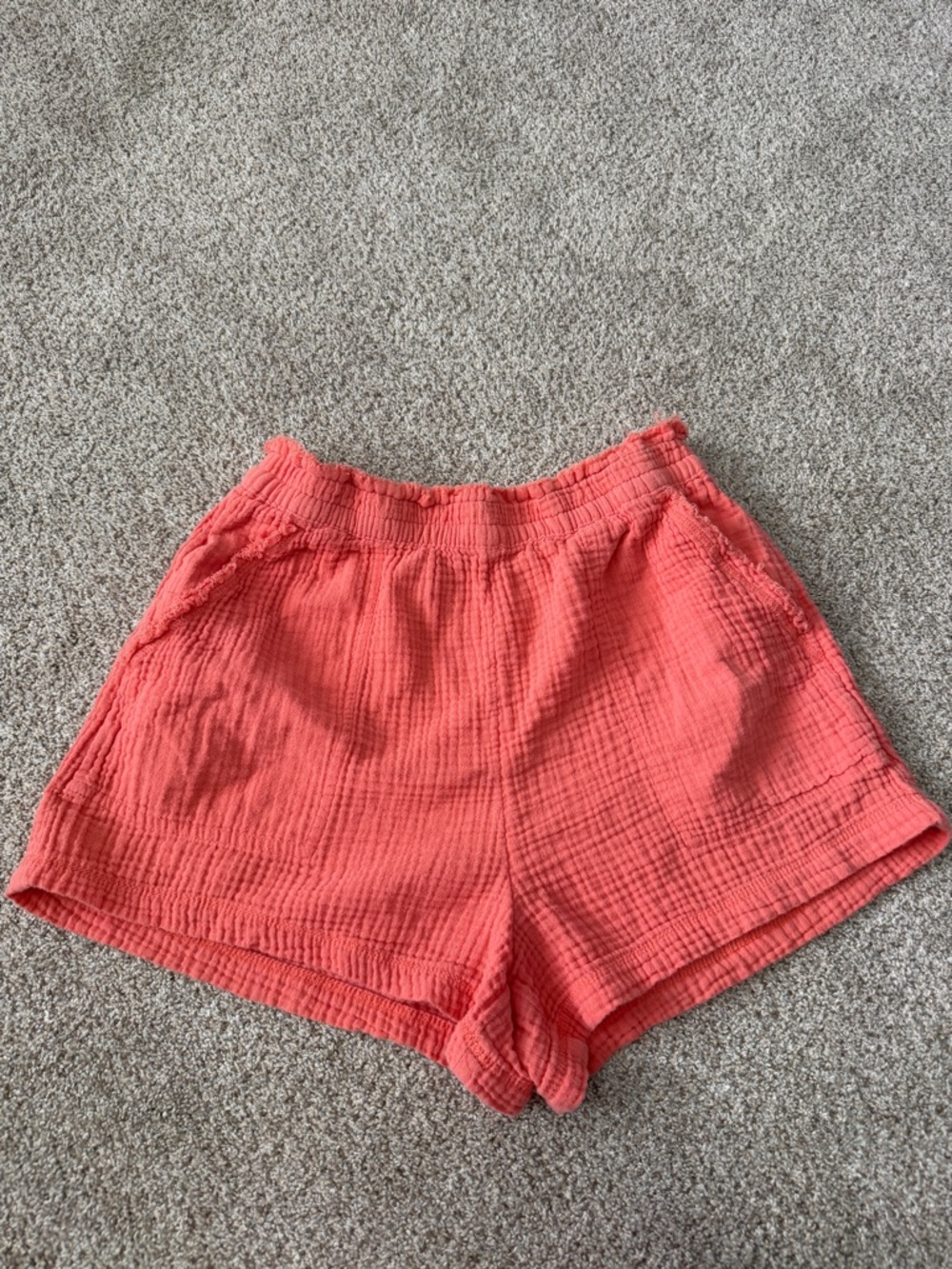 Aerie Gauzy Cotton Shorts Coral - Picture 2 of 5